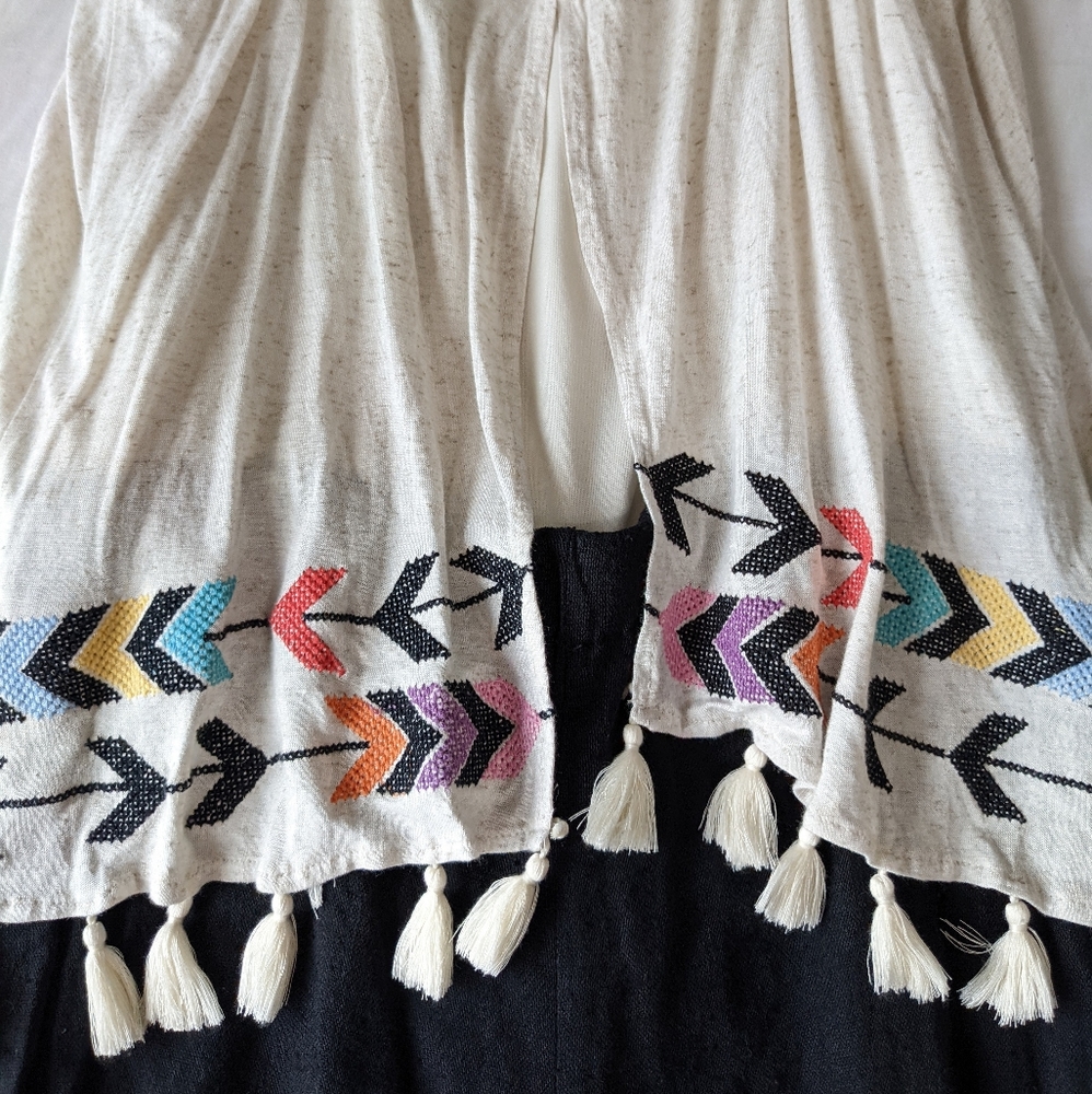 Judith March Linen Blend Spaghetti Strap Romper Tassel Hemline Small - Picture 7 of 11